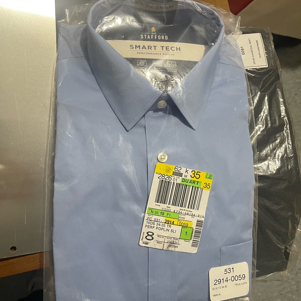 Stafford Smart Tech Light Blue Performance Shirt